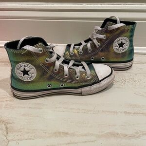 Converse Kids Iridescent Green-Gold High Top Sneakers